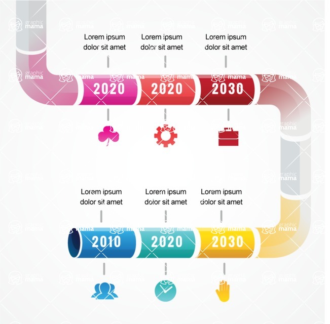 Infographic Templates Collection - Vector, Photoshop, PowerPoint, Google Slides - Pipe Style Timeline Infographic Template Design